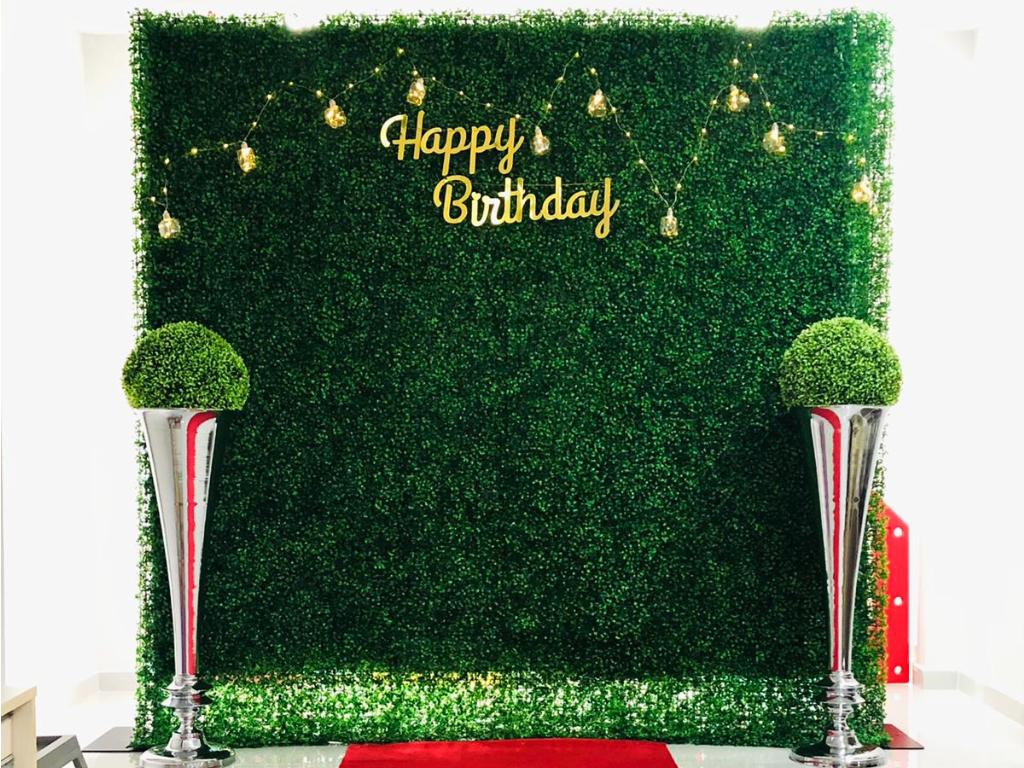 Custom birthday decoration with personalised theme, backdrop and balloon styling