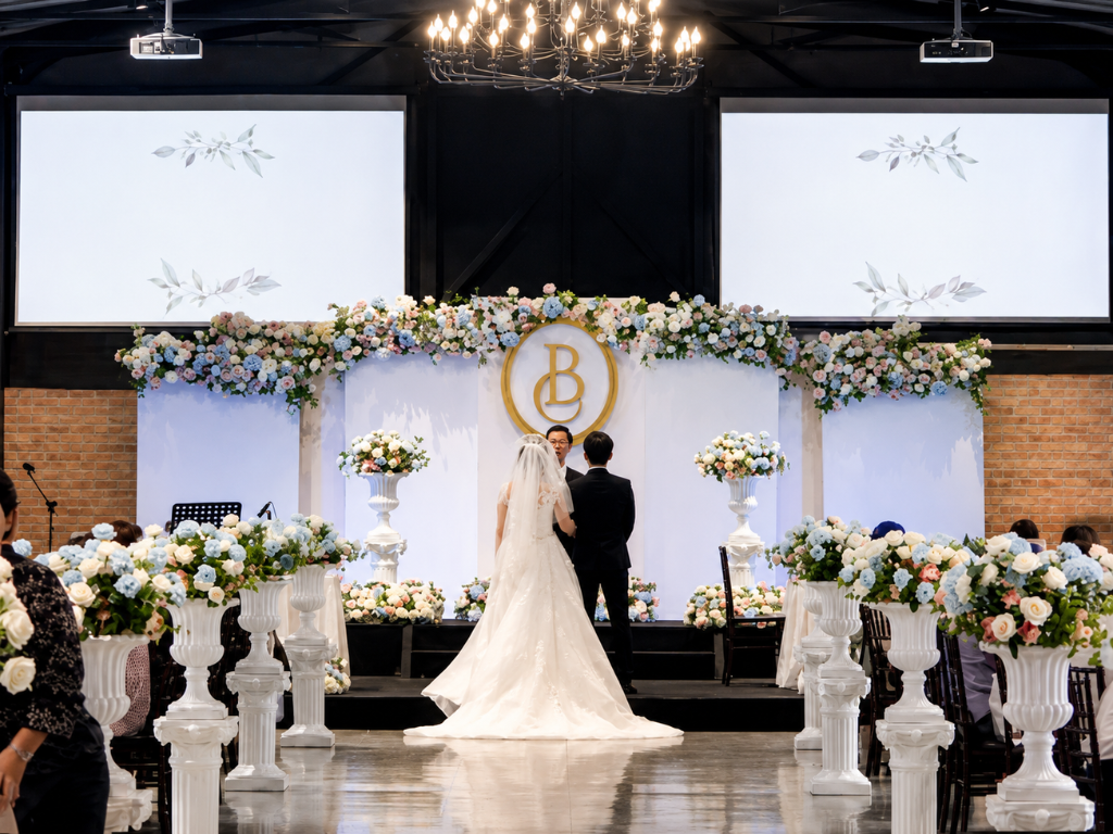 Elegant wedding and solemnisation venue styling by Zeaflora